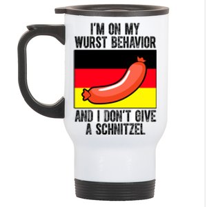 Im On My Wurst Behavior And I Dont Give A Schnitzel Oktoberfest Stainless Steel Travel Mug