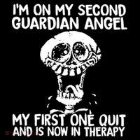 I'm On My Second Guardian Angel My First One Quit Skull High Crown Mesh Back Trucker Hat