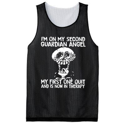 I'm On My Second Guardian Angel My First One Quit Skull Mesh Reversible Basketball Jersey Tank