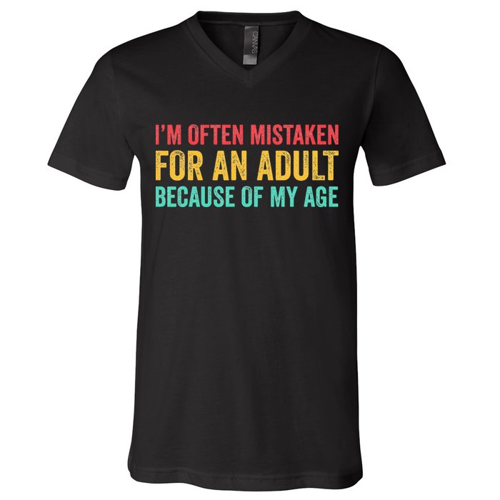 Im Often Mistaken For An Because Of My Age Funny V-Neck T-Shirt