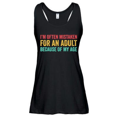 Im Often Mistaken For An Because Of My Age Funny Ladies Essential Flowy Tank