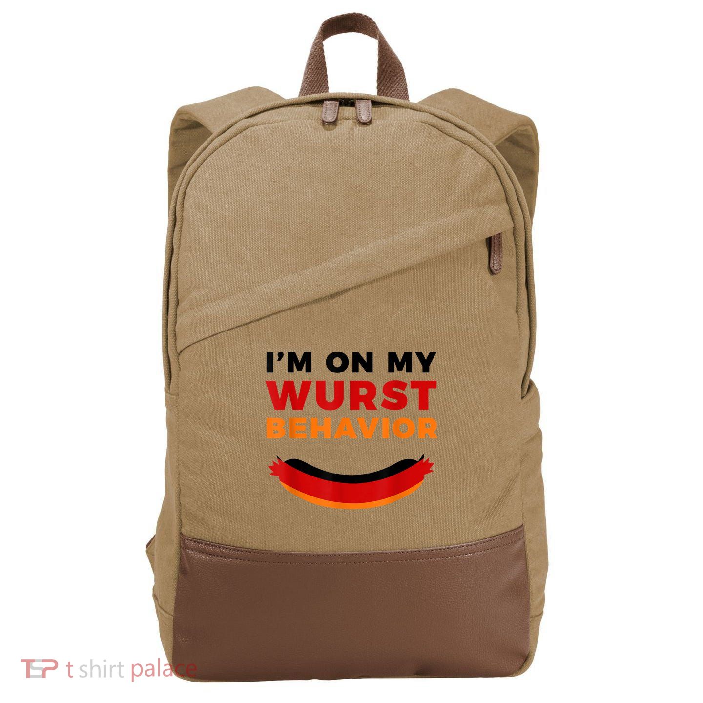 I'm On My Wurst Behavior Funny German Oktoberfest Cotton Canvas Backpack