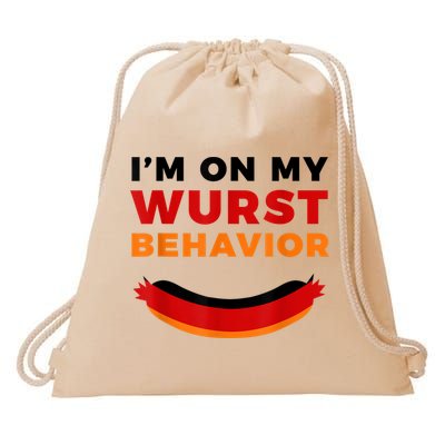 I'm On My Wurst Behavior Funny German Oktoberfest Drawstring Bag