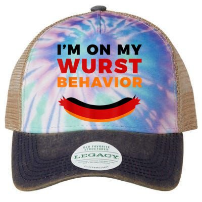 I'm On My Wurst Behavior Funny German Oktoberfest Legacy Tie Dye Trucker Hat
