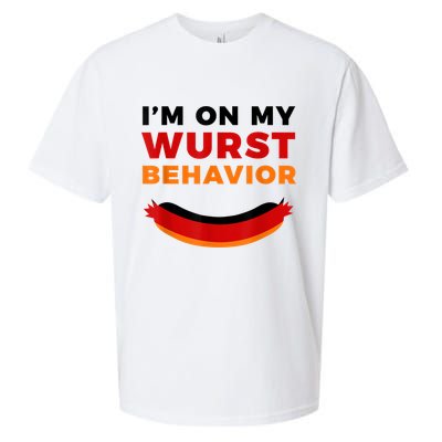 I'm On My Wurst Behavior Funny German Oktoberfest Sueded Cloud Jersey T-Shirt