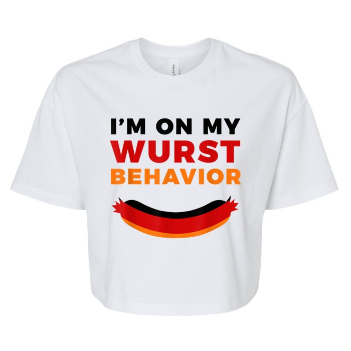 I'm On My Wurst Behavior Funny German Oktoberfest Bella+Canvas Jersey Crop Tee