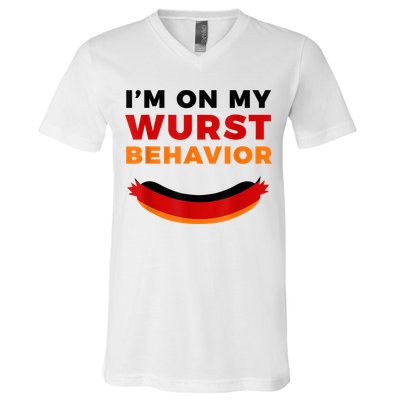 I'm On My Wurst Behavior Funny German Oktoberfest V-Neck T-Shirt
