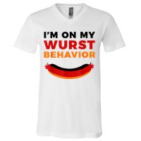 I'm On My Wurst Behavior Funny German Oktoberfest V-Neck T-Shirt