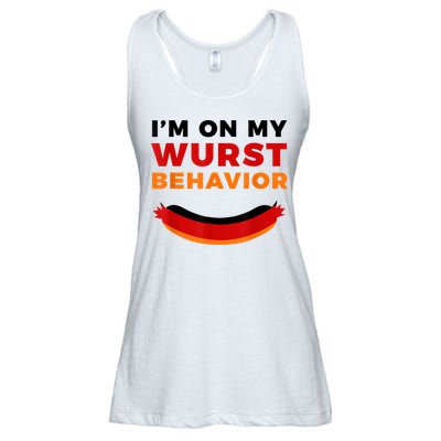 I'm On My Wurst Behavior Funny German Oktoberfest Ladies Essential Flowy Tank