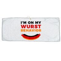 I'm On My Wurst Behavior Funny German Oktoberfest Large Microfiber Waffle Golf Towel