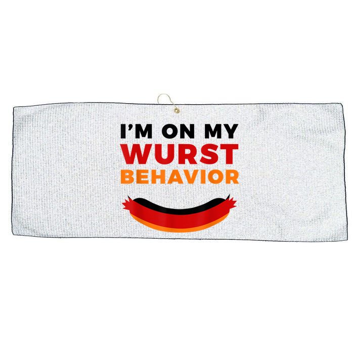 I'm On My Wurst Behavior Funny German Oktoberfest Large Microfiber Waffle Golf Towel