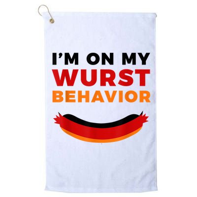 I'm On My Wurst Behavior Funny German Oktoberfest Golf Towel