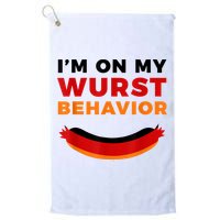 I'm On My Wurst Behavior Funny German Oktoberfest Golf Towel