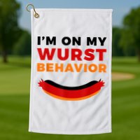 I'm On My Wurst Behavior Funny German Oktoberfest Golf Towel