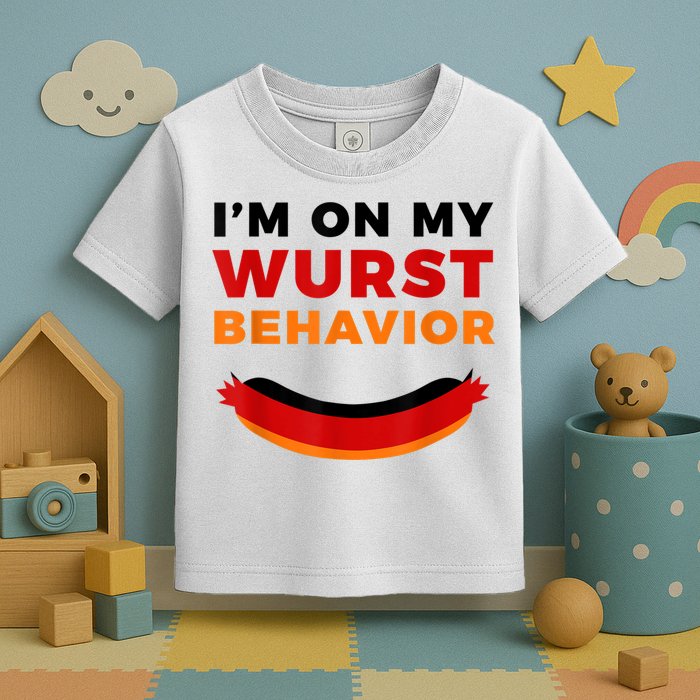 I'm On My Wurst Behavior Funny German Oktoberfest Toddler T-Shirt