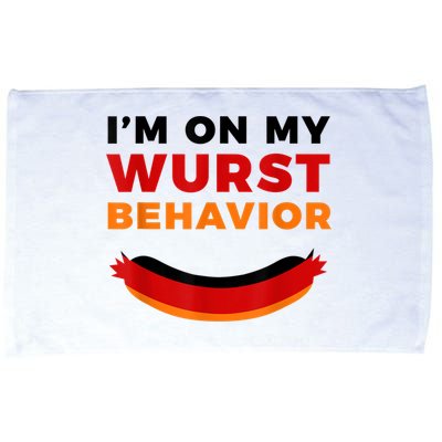 I'm On My Wurst Behavior Funny German Oktoberfest Microfiber Hand Towel