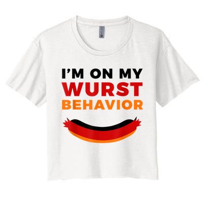 I'm On My Wurst Behavior Funny German Oktoberfest Crop Top
