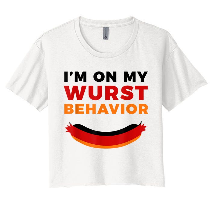 I'm On My Wurst Behavior Funny German Oktoberfest Crop Top