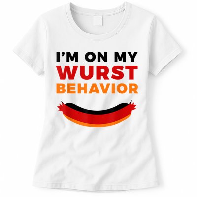 I'm On My Wurst Behavior Funny German Oktoberfest Womens T-Shirt