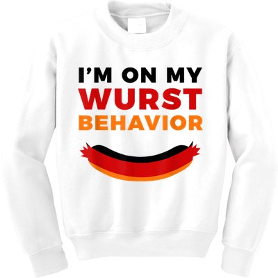 I'm On My Wurst Behavior Funny German Oktoberfest Kids Sweatshirt