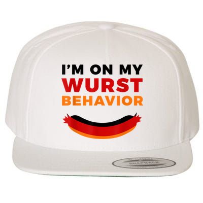 I'm On My Wurst Behavior Funny German Oktoberfest Wool Snapback Cap