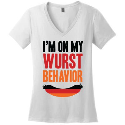 Im On My Wurst Behavior Women's V-Neck T-Shirt