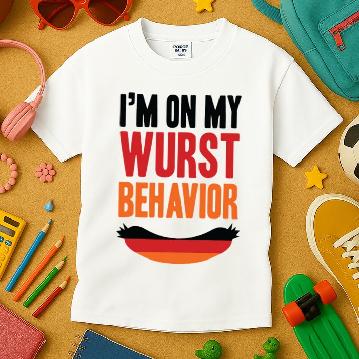 Im On My Wurst Behavior Kids T-Shirt