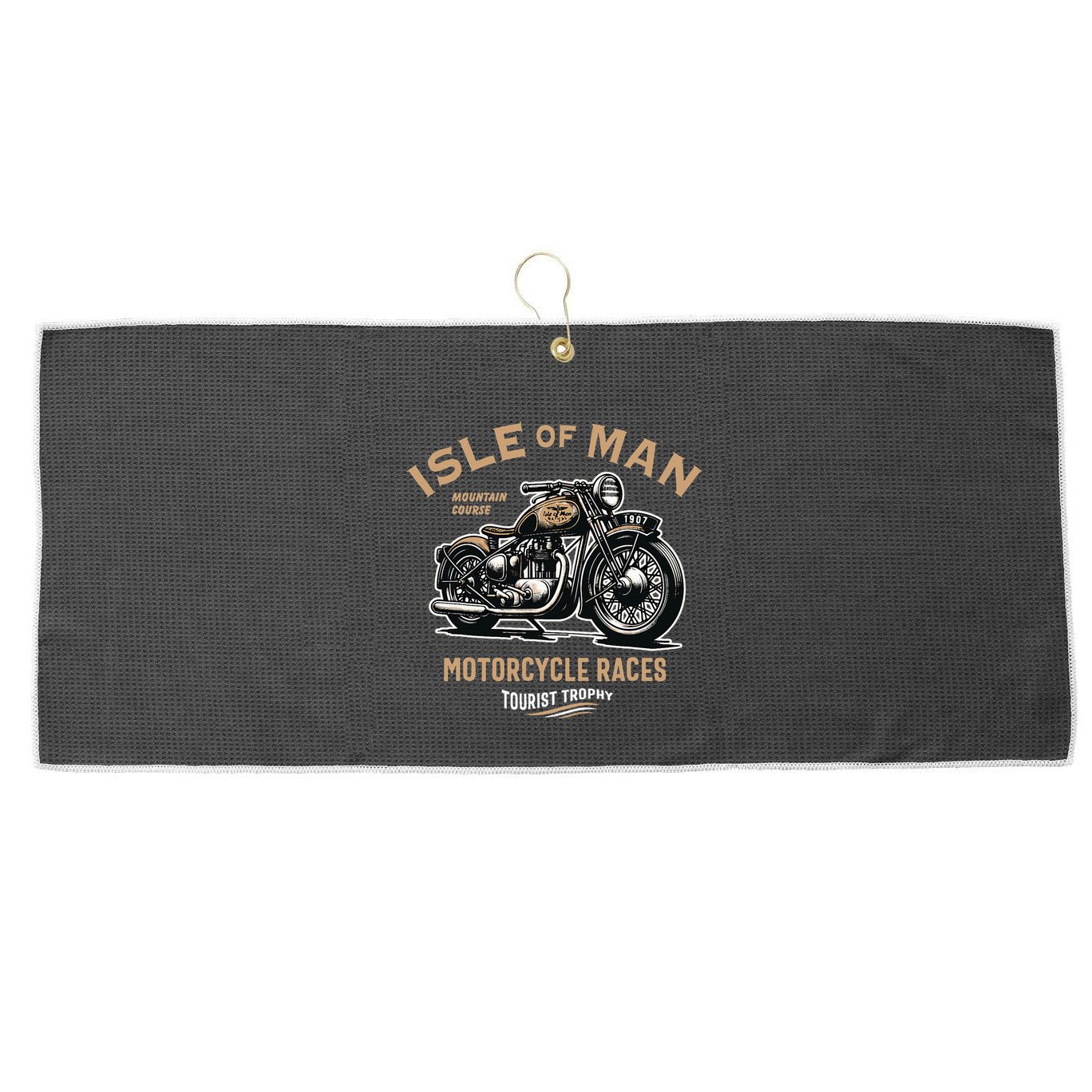 Isle Of Man Tt Races Vintage Motorcycle Retro Design Large Microfiber Waffle Golf Towel