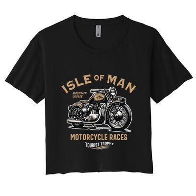 Isle Of Man Tt Races Vintage Motorcycle Retro Design Crop Top