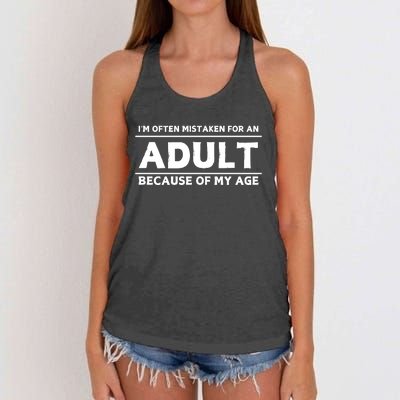 IM Often Mistaken For An Adult Because Of My Age Women's Knotted Racerback Tank