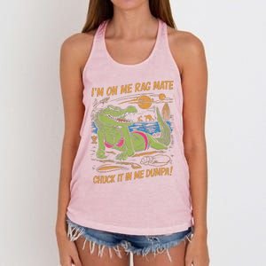 IM On Me Rag Mate Chuck It In Me Dumpa Funny Australia Crocodile Women's Knotted Racerback Tank