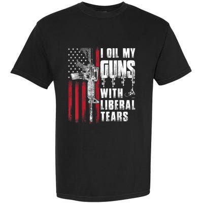 I Oil My Guns With Liberal Tears Gun American Flag Patriots Garment-Dyed Heavyweight T-Shirt