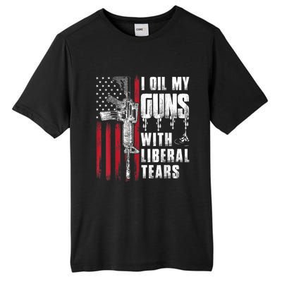 I Oil My Guns With Liberal Tears Gun American Flag Patriots Tall Fusion ChromaSoft Performance T-Shirt