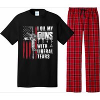 I Oil My Guns With Liberal Tears Gun American Flag Patriots Pajama Set