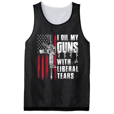 I Oil My Guns With Liberal Tears Gun American Flag Patriots Mesh Reversible Basketball Jersey Tank