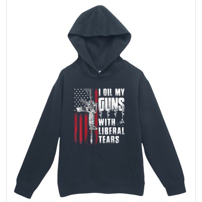 I Oil My Guns With Liberal Tears Gun American Flag Patriots Urban Pullover Hoodie