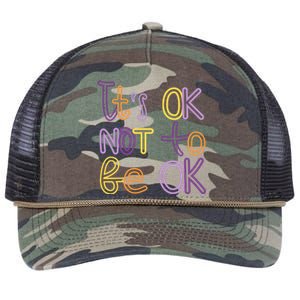 It's Ok Not To Be Ok Mental Health Quote Retro Rope Trucker Hat Cap