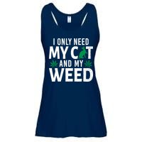 I Only Need My Cat And My Weed Funny Marijuana Pot Smoker Ladies Essential Flowy Tank
