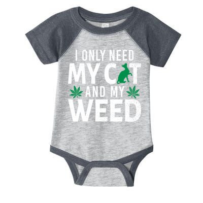 I Only Need My Cat And My Weed Funny Marijuana Pot Smoker Infant Baby Jersey Bodysuit