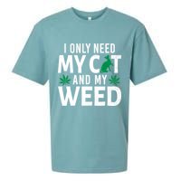 I Only Need My Cat And My Weed Funny Marijuana Pot Smoker Sueded Cloud Jersey T-Shirt