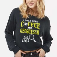 I Only Need Coffee And Geoguessr Gamer Cropped Pullover Crew