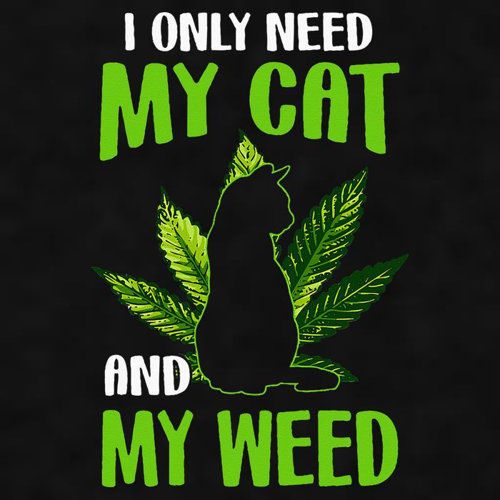 I Only Need My Cat and My Weed Funny Cat Lover Ladies PosiCharge Tri-Blend Wicking Tank