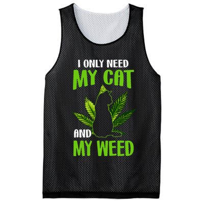 I Only Need My Cat and My Weed Funny Cat Lover Mesh Reversible Basketball Jersey Tank