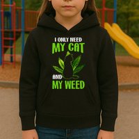 I Only Need My Cat and My Weed Funny Cat Lover Kids Hoodie