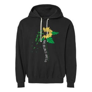 Its Ok Not To Be Ok Mental Health Awareness Sunflower Ribbon Garment-Dyed Fleece Hoodie