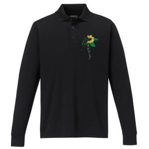 Its Ok Not To Be Ok Mental Health Awareness Sunflower Ribbon Performance Long Sleeve Polo