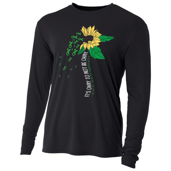 Its Ok Not To Be Ok Mental Health Awareness Sunflower Ribbon Cooling Performance Long Sleeve Crew