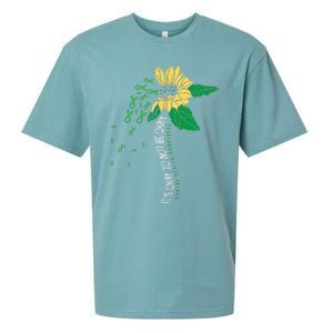 Its Ok Not To Be Ok Mental Health Awareness Sunflower Ribbon Sueded Cloud Jersey T-Shirt