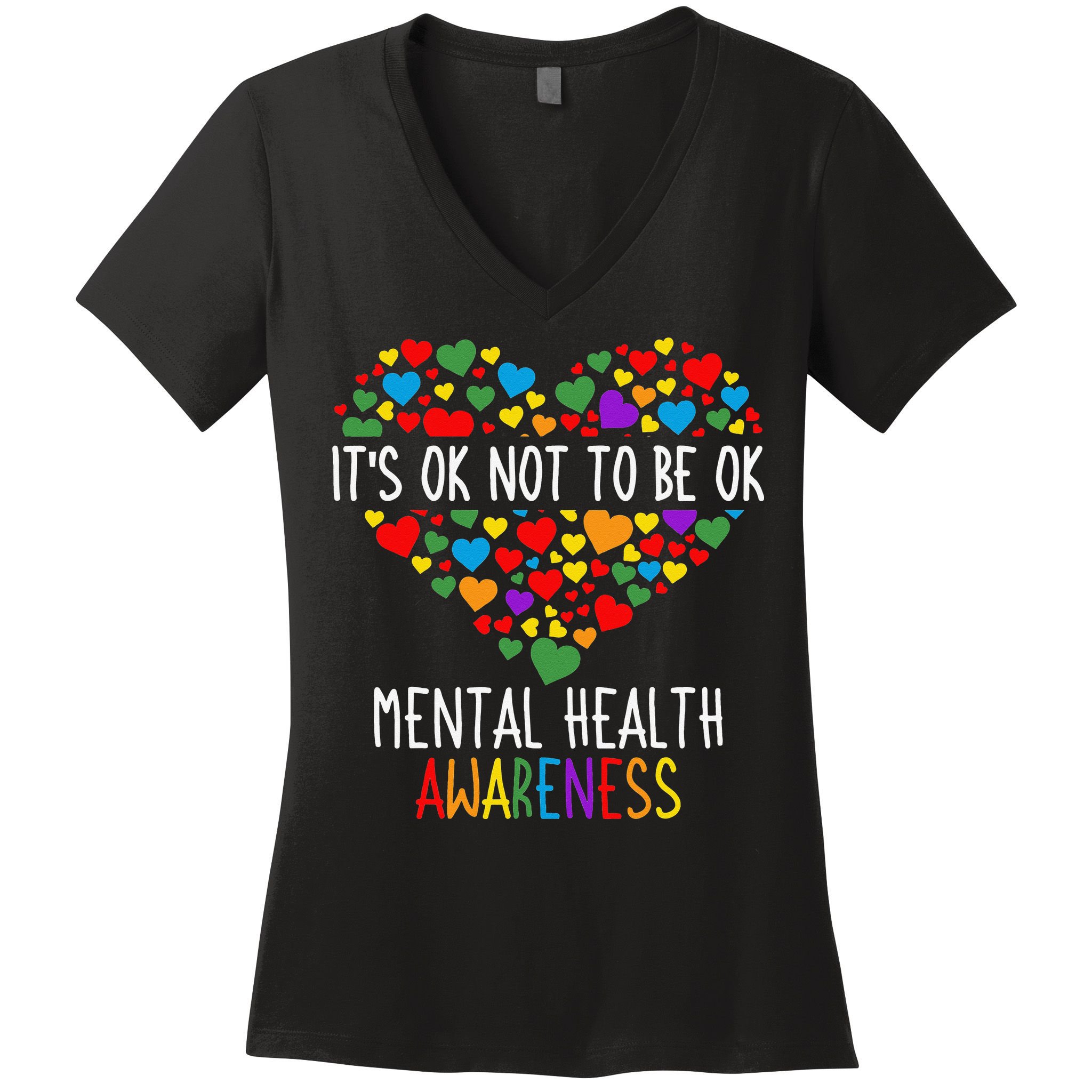 It's Ok Not To Be Ok Mental Health Awareness Green Ribbon Women's V-Neck T-Shirt