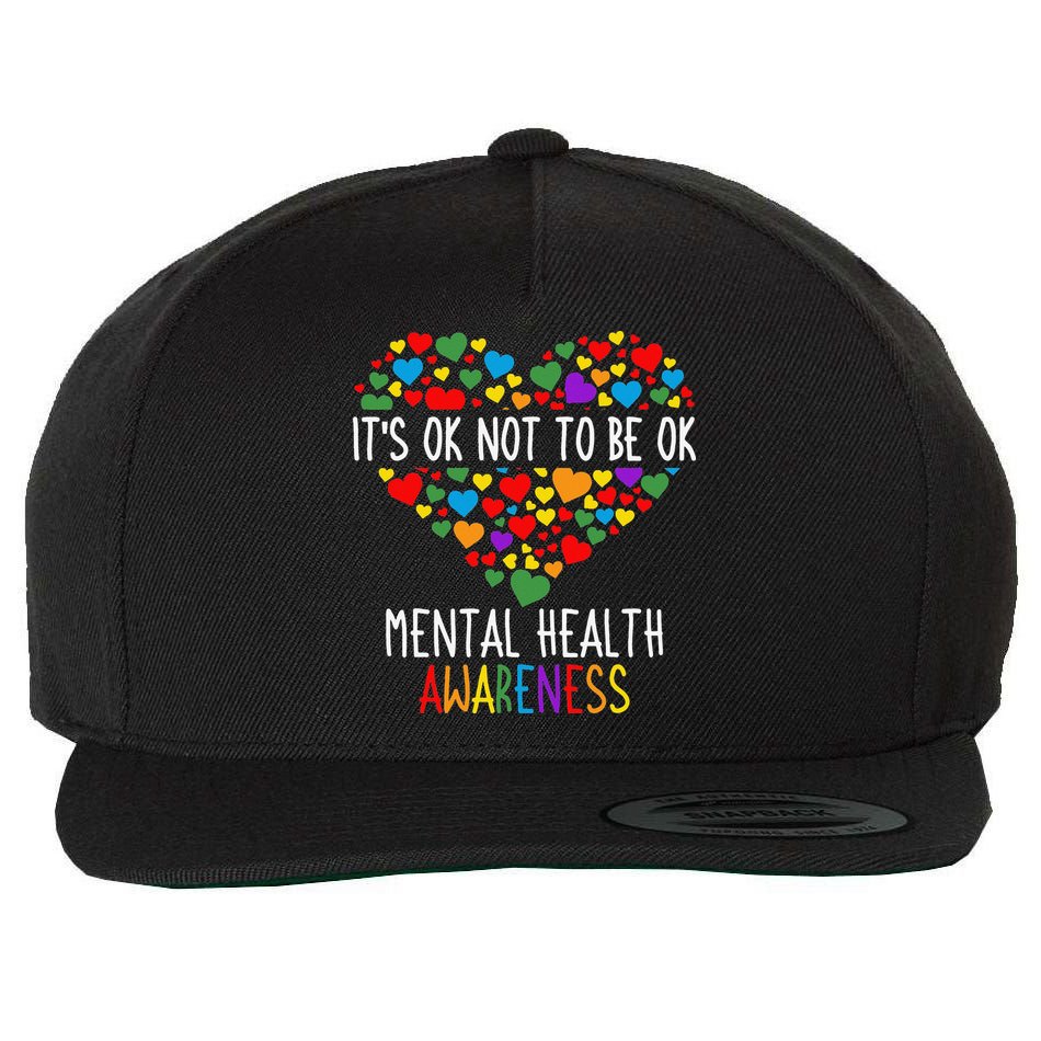 It's Ok Not To Be Ok Mental Health Awareness Green Ribbon Wool Snapback Cap